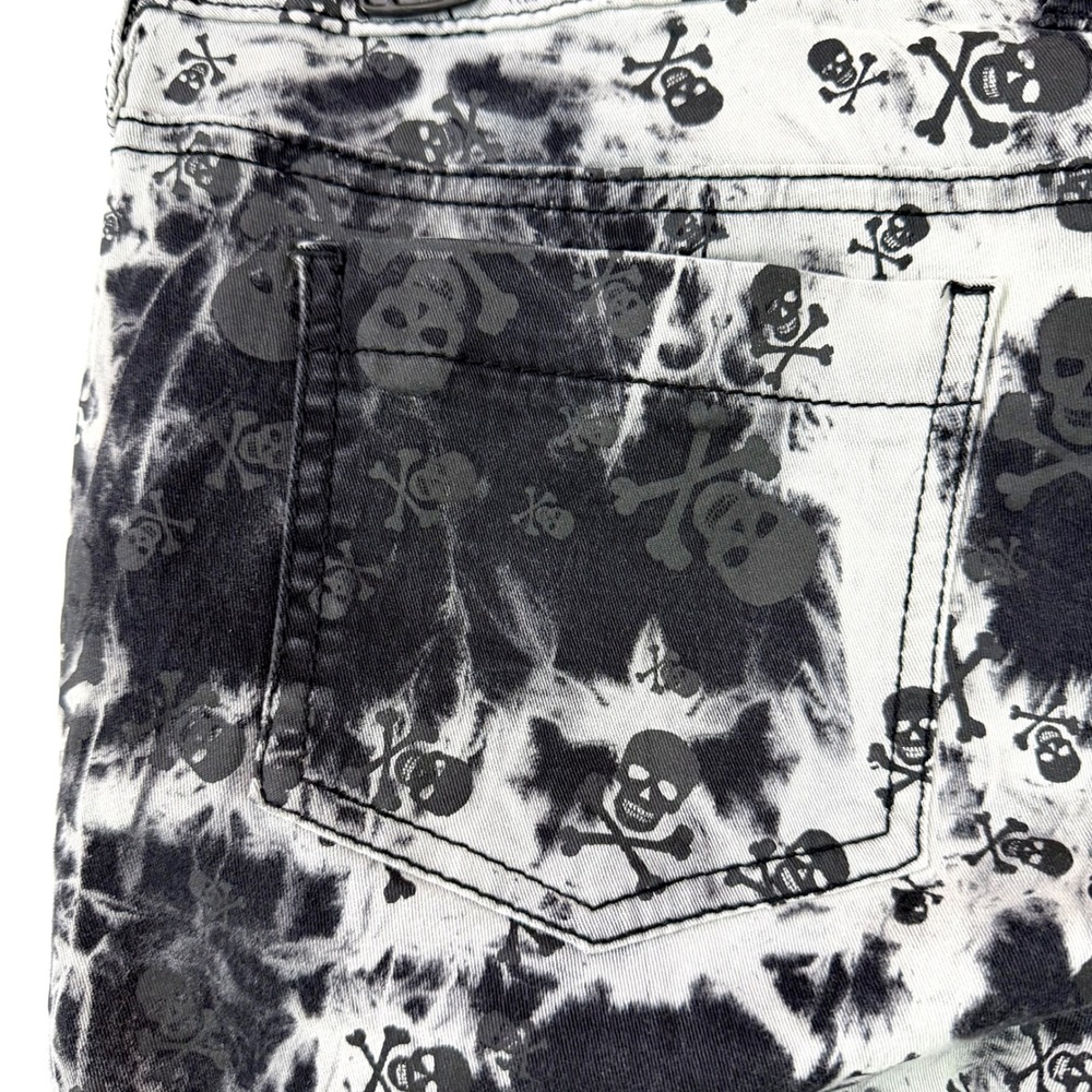 ROYAL BONES Daang Goodman Skull Acid Wash Skinny Jeans Black White 11 Punk Emo - Picture 8 of 10